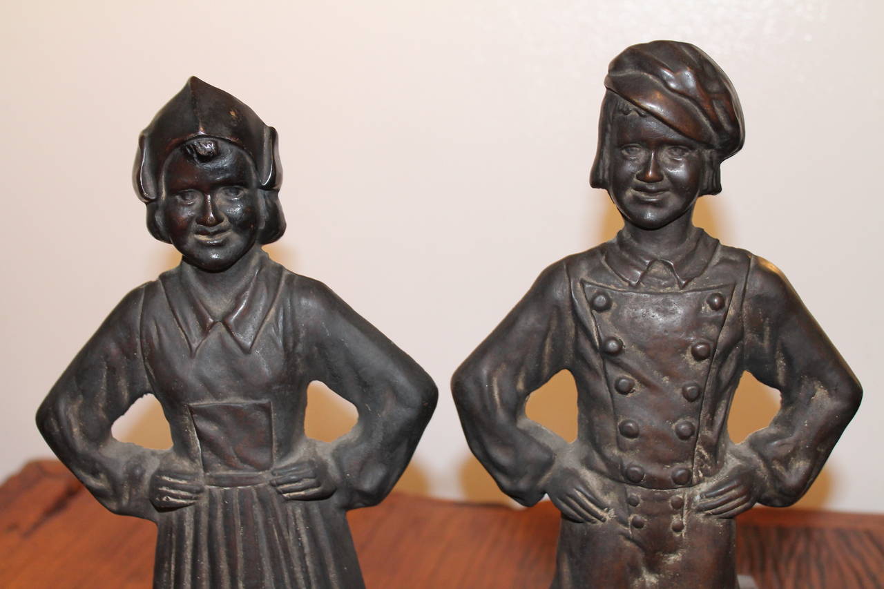 American Colonial Hansel and Gretel Figural Andirons