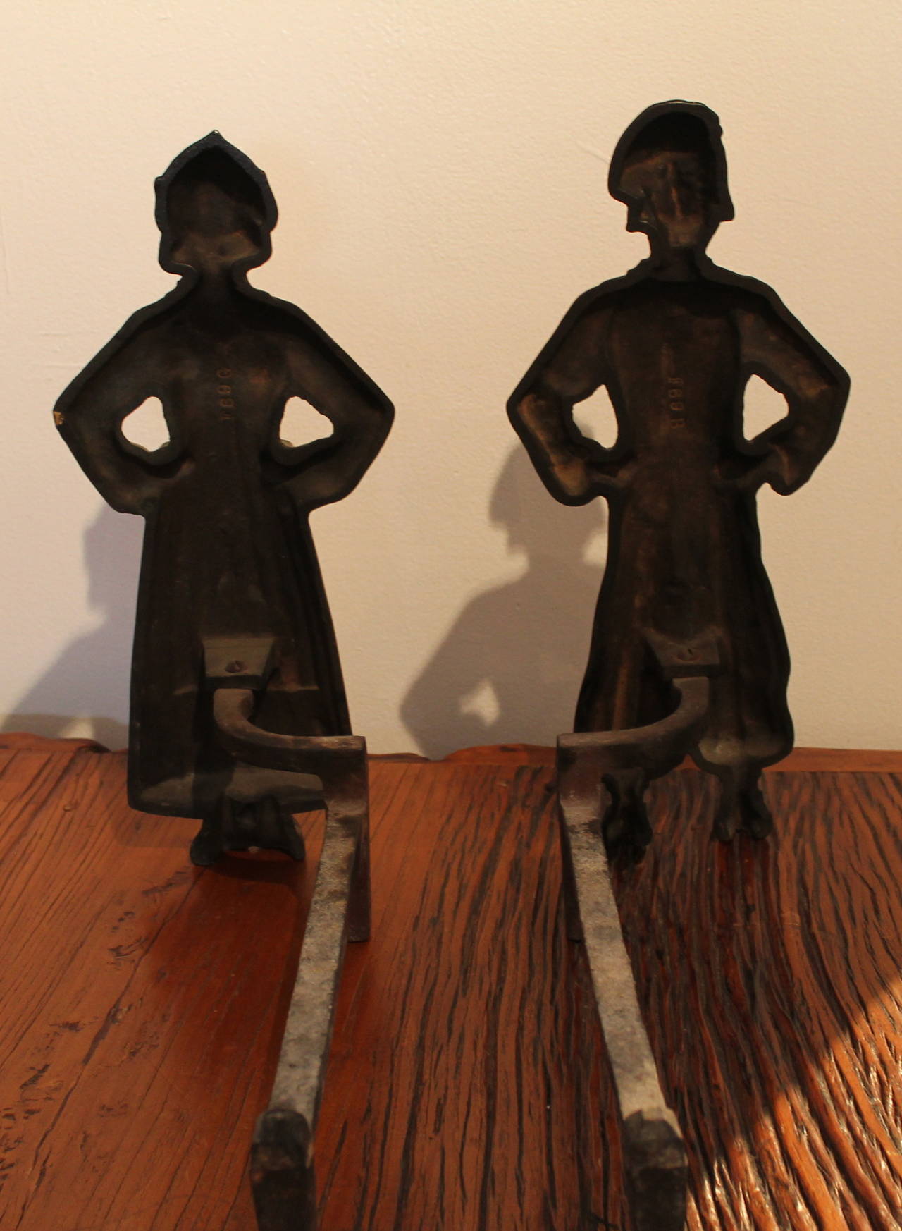 Hansel and Gretel Figural Andirons In Distressed Condition In Los Angeles, CA