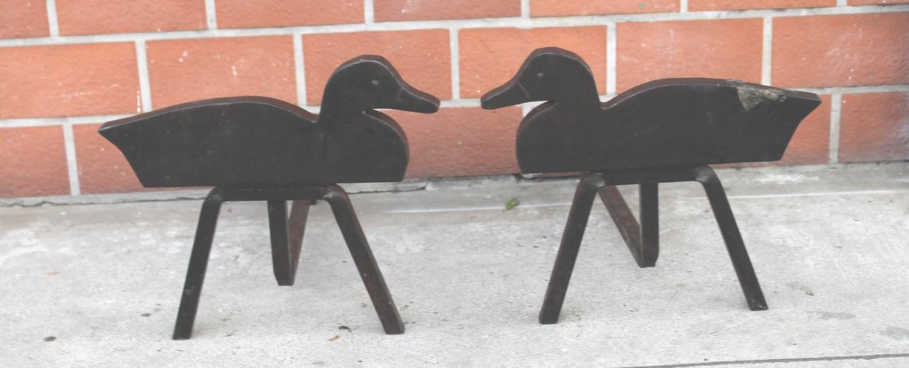 Forged Folky Handmade Duck Andirons from the Midwest