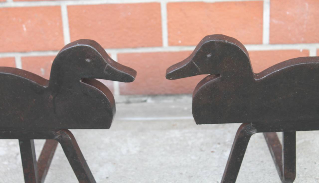 Iron Folky Handmade Duck Andirons from the Midwest