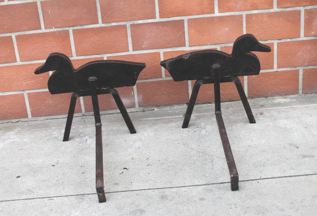 Folky Handmade Duck Andirons from the Midwest 2