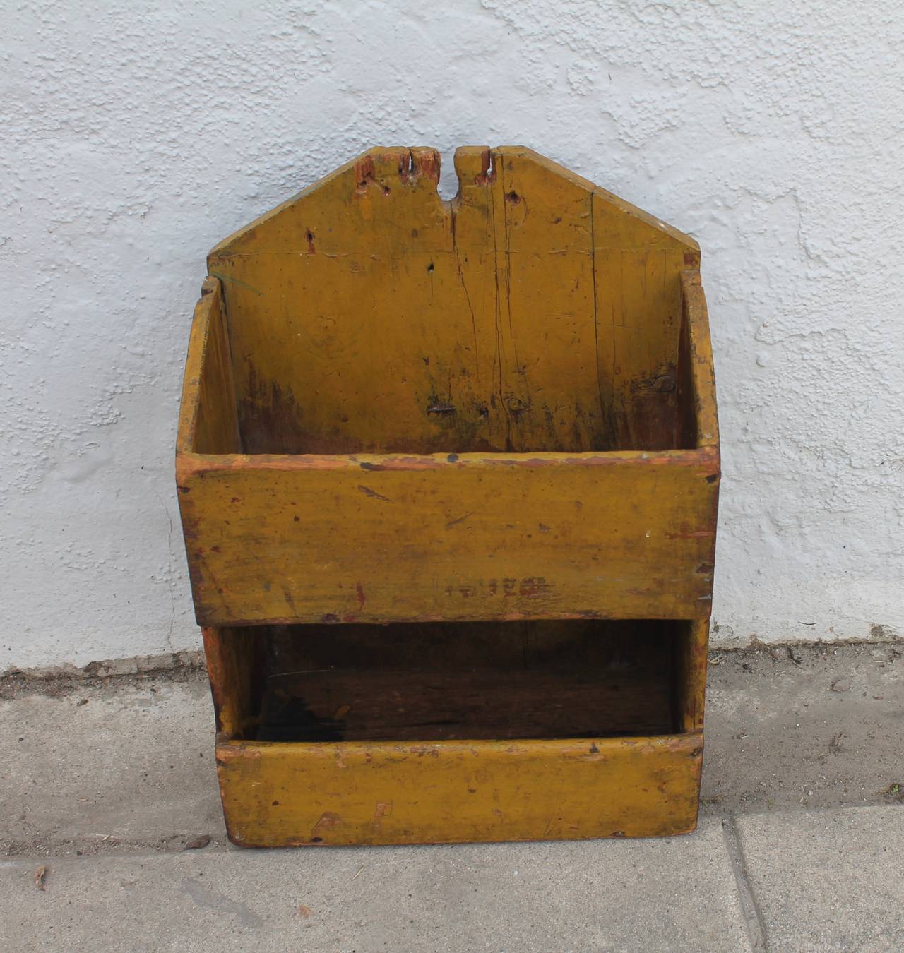 Early 19th Century Original Painted Chrome Yellow Wall Box from New Hampshire