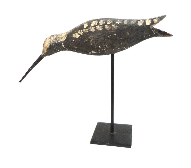Collection of Three Original Painted 19th Century New England Shore Birds on Iron Stands