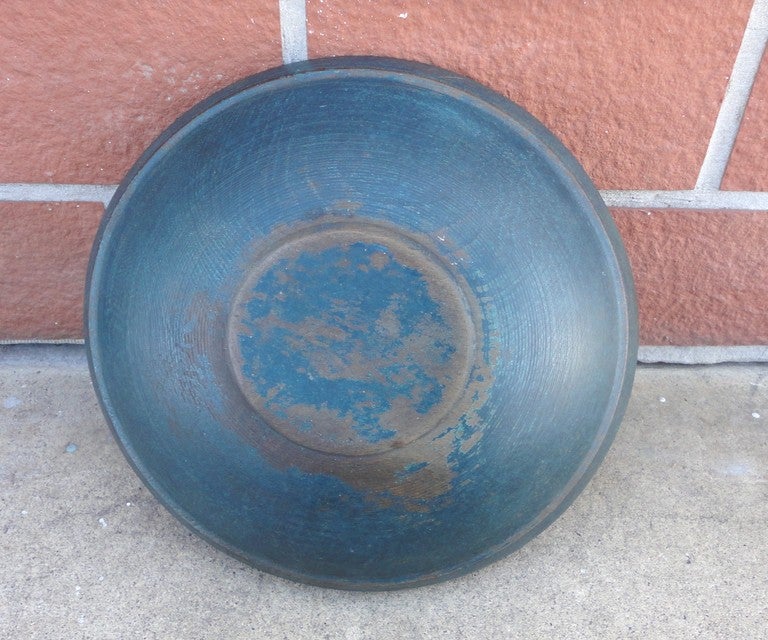 Rare 19thc Small  Original Blue Painted Butter Bowl