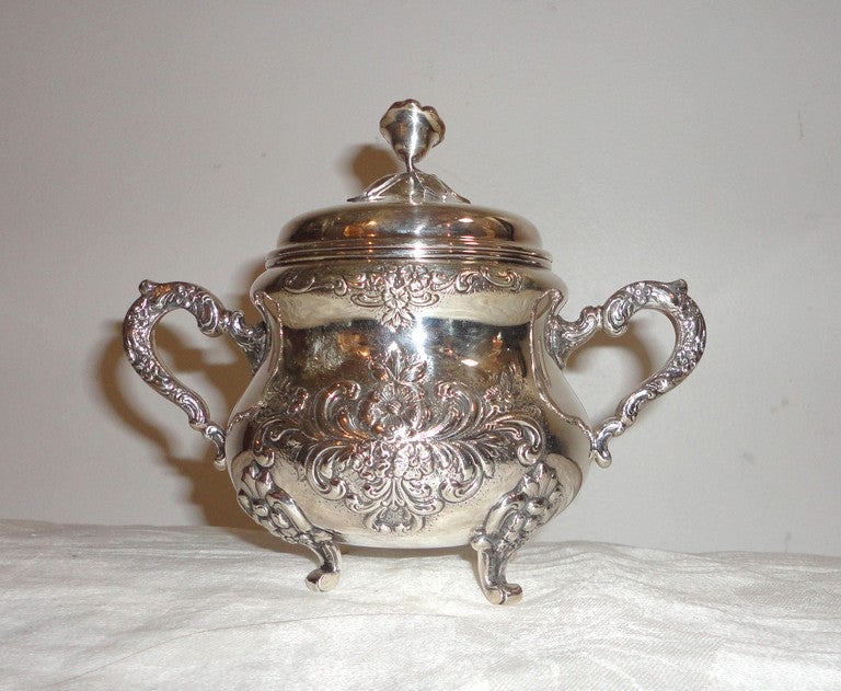 Monumental  Handarbeit Sterling Silver 6 Piece Tea  Service In Excellent Condition In Los Angeles, CA