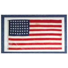 Vintage Framed 48 Star Ships Flag Pre-World War II