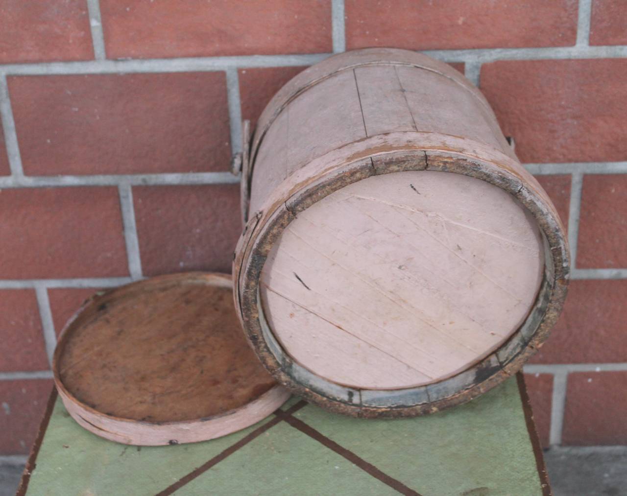 19th Century Grungy Mauve Painted Firkin from New England 2