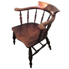 19th Century Original Surface Fireside Windsor Captains Chair From New England