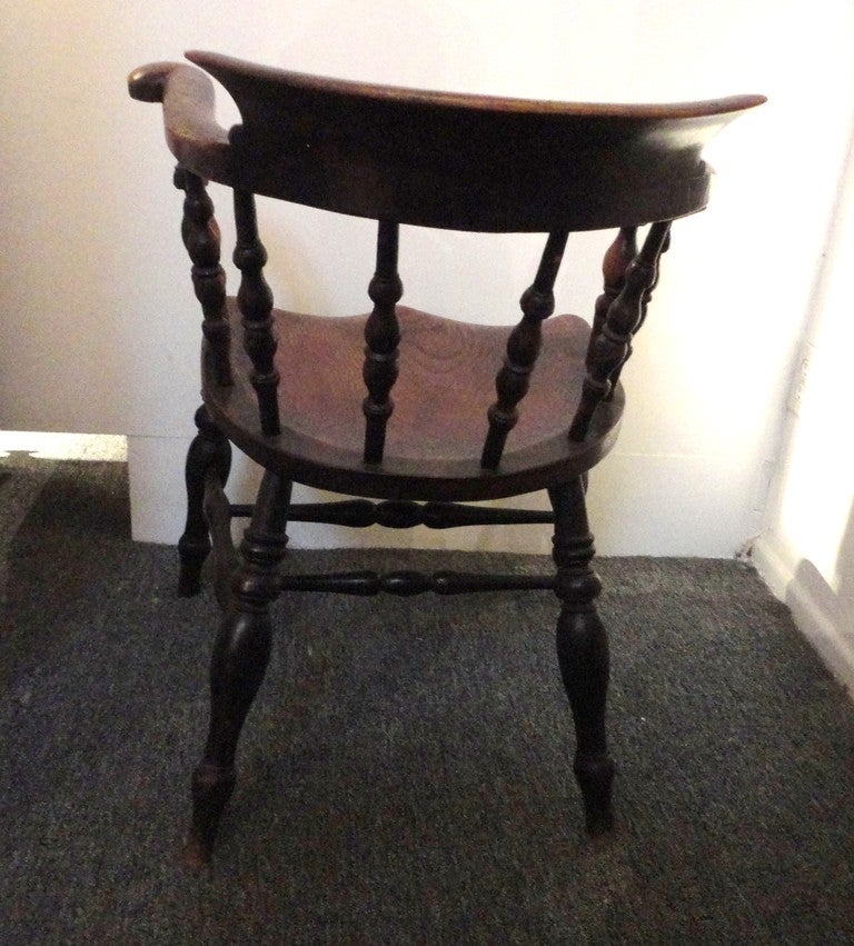 American 19th Century Original Surface Fireside Windsor Captains Chair From New England