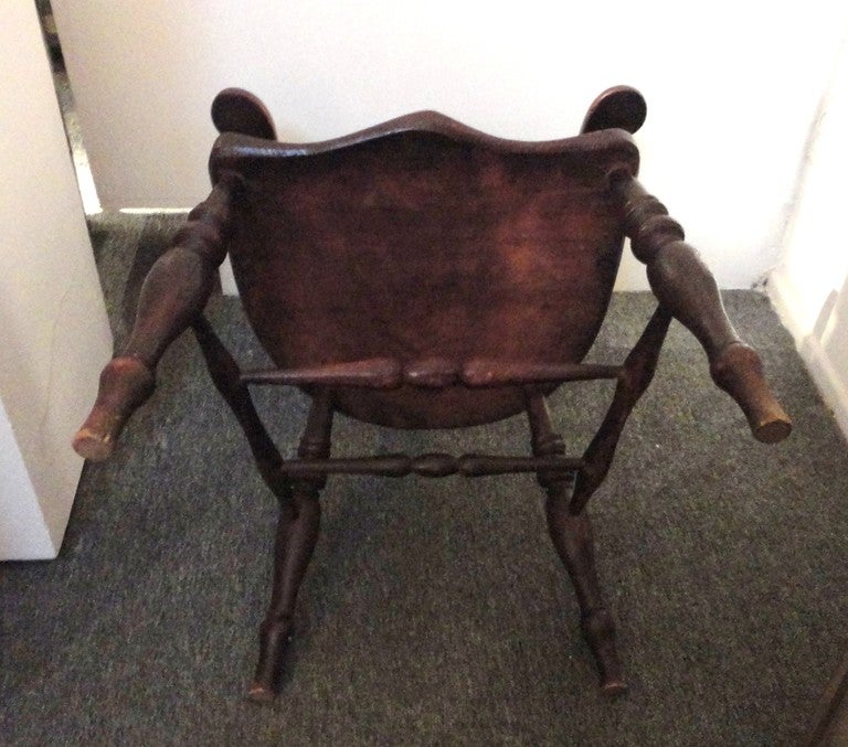 19th Century Original Surface Fireside Windsor Captains Chair From New England 1
