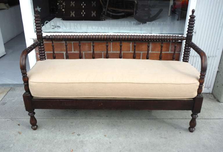 American 19thc Spindle Day Bed/ Settee With Custom Made Cushion