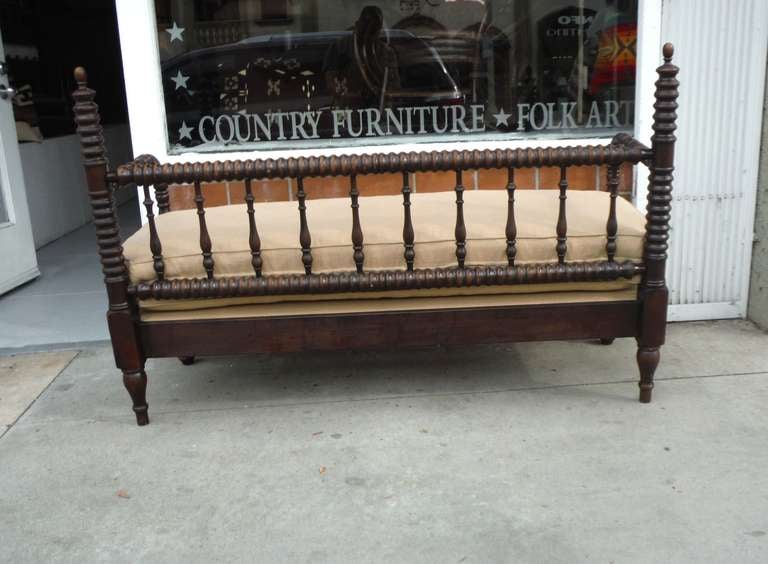 19thc Spindle Day Bed/ Settee With Custom Made Cushion 1