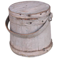 19th Century Grungy Mauve Painted Firkin from New England