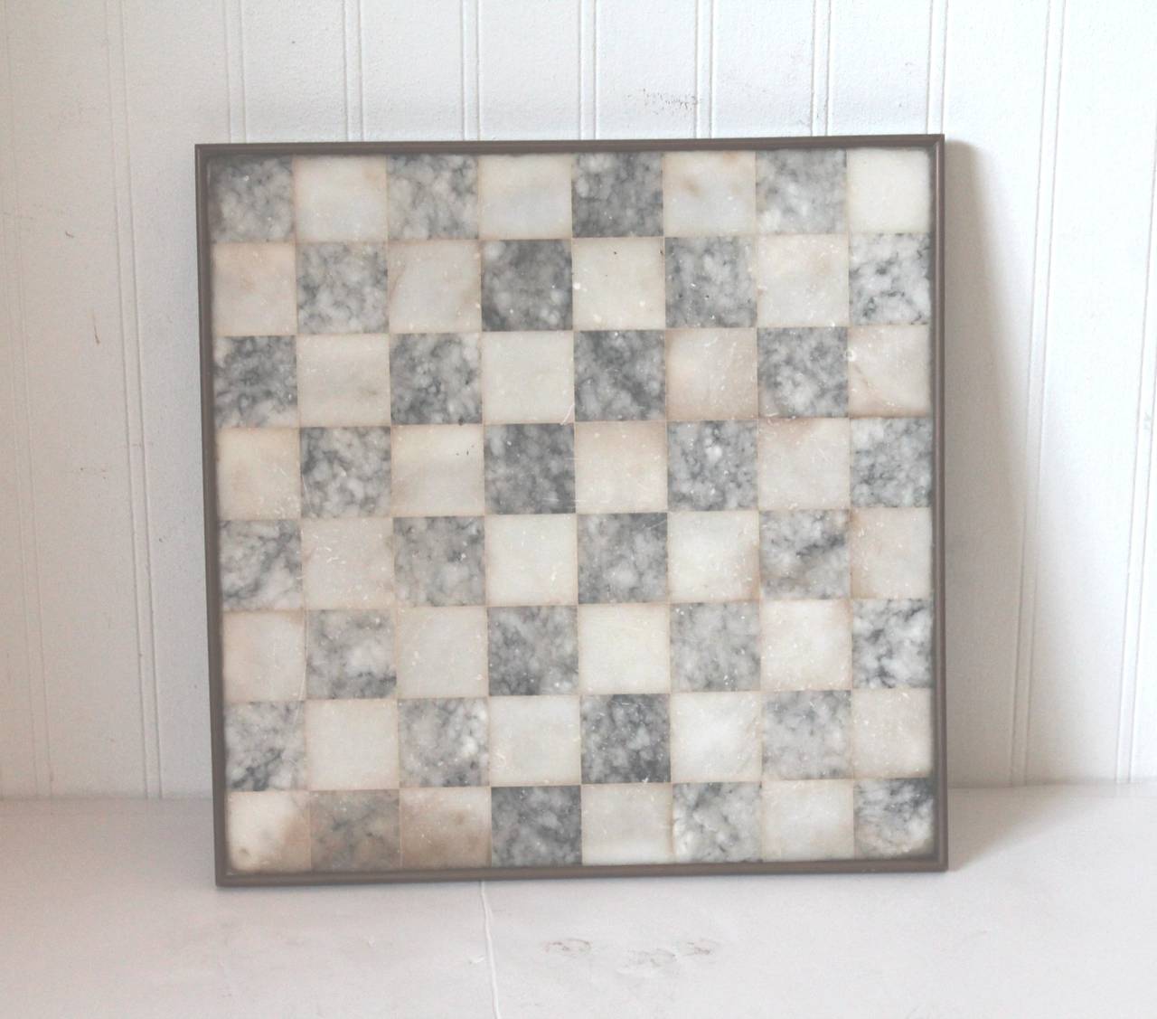 Folk Art Early 20th Century Organic Alabaster Framed and Footed Game Board