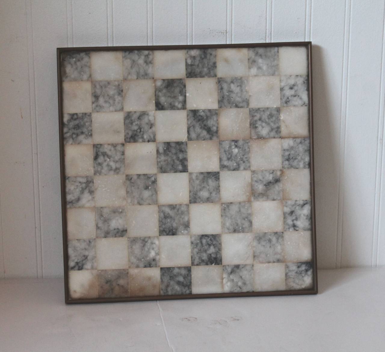 American Early 20th Century Organic Alabaster Framed and Footed Game Board