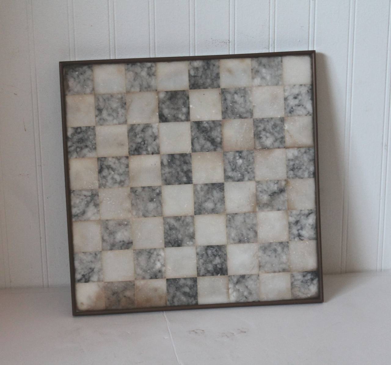 Early 20th Century Organic Alabaster Framed and Footed Game Board In Distressed Condition In Los Angeles, CA