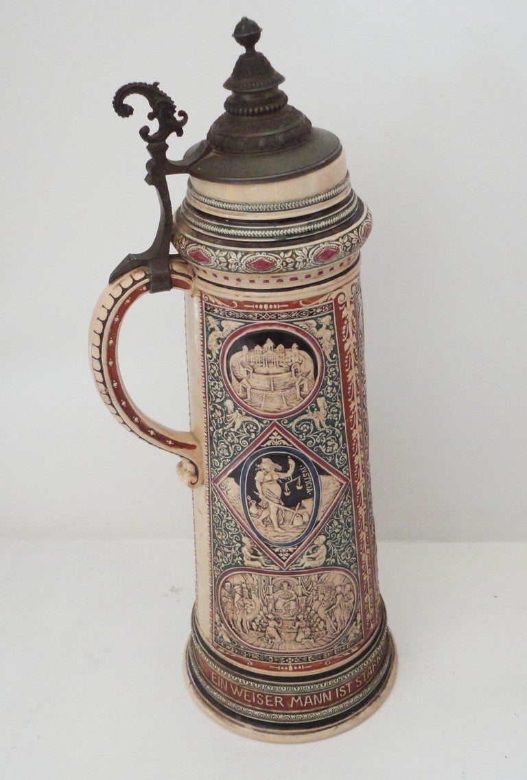Rare & Early 19thc Monumental German Beer Stein In Excellent Condition In Los Angeles, CA