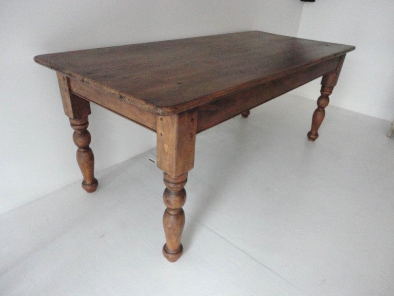 19thc Original Dry Surface Large Farm Table In Distressed Condition In Los Angeles, CA