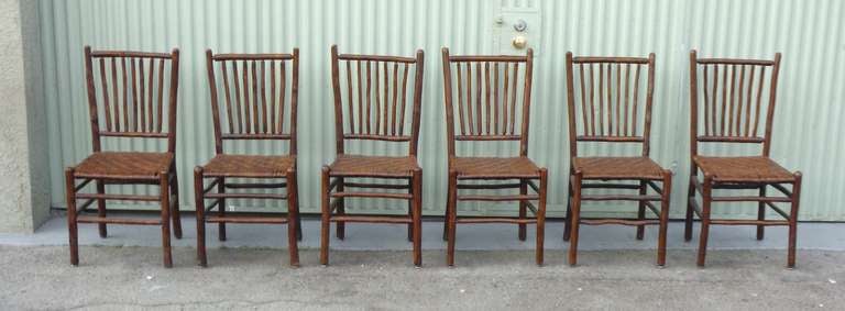 American Fantastic Set of Six Signed Old Hickory Chairs