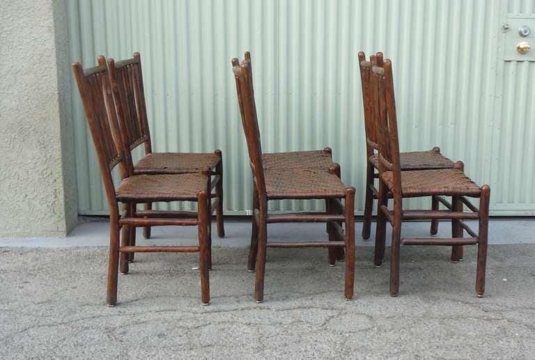 Fantastic Set of Six Signed Old Hickory Chairs In Excellent Condition In Los Angeles, CA