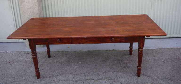 American Monumental 19th Century Amazing Double Drawer Farm Table from New England
