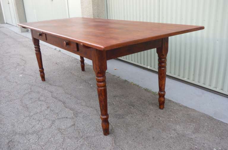 Monumental 19th Century Amazing Double Drawer Farm Table from New England In Excellent Condition In Los Angeles, CA