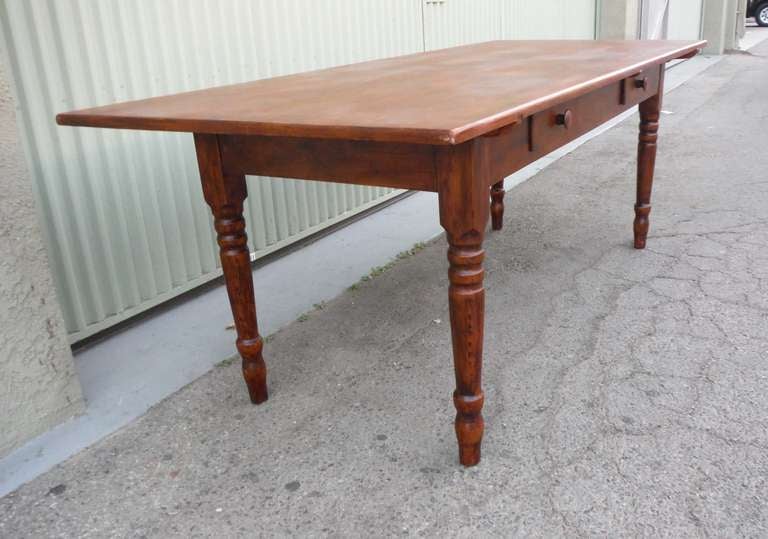 Monumental 19th Century Amazing Double Drawer Farm Table from New England 1