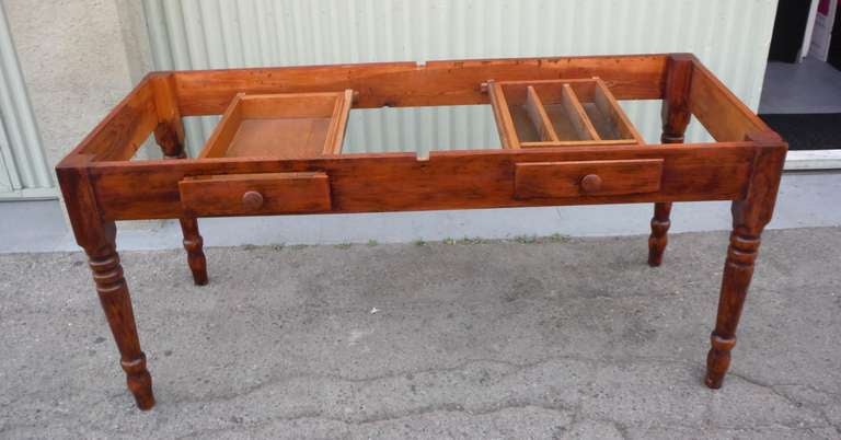 Monumental 19th Century Amazing Double Drawer Farm Table from New England 4