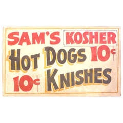 Original Painted on Wood Sams Kosher Deli Sign