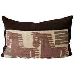 Vintage Folky Mexican Indian Weaving Pictorial Pillow