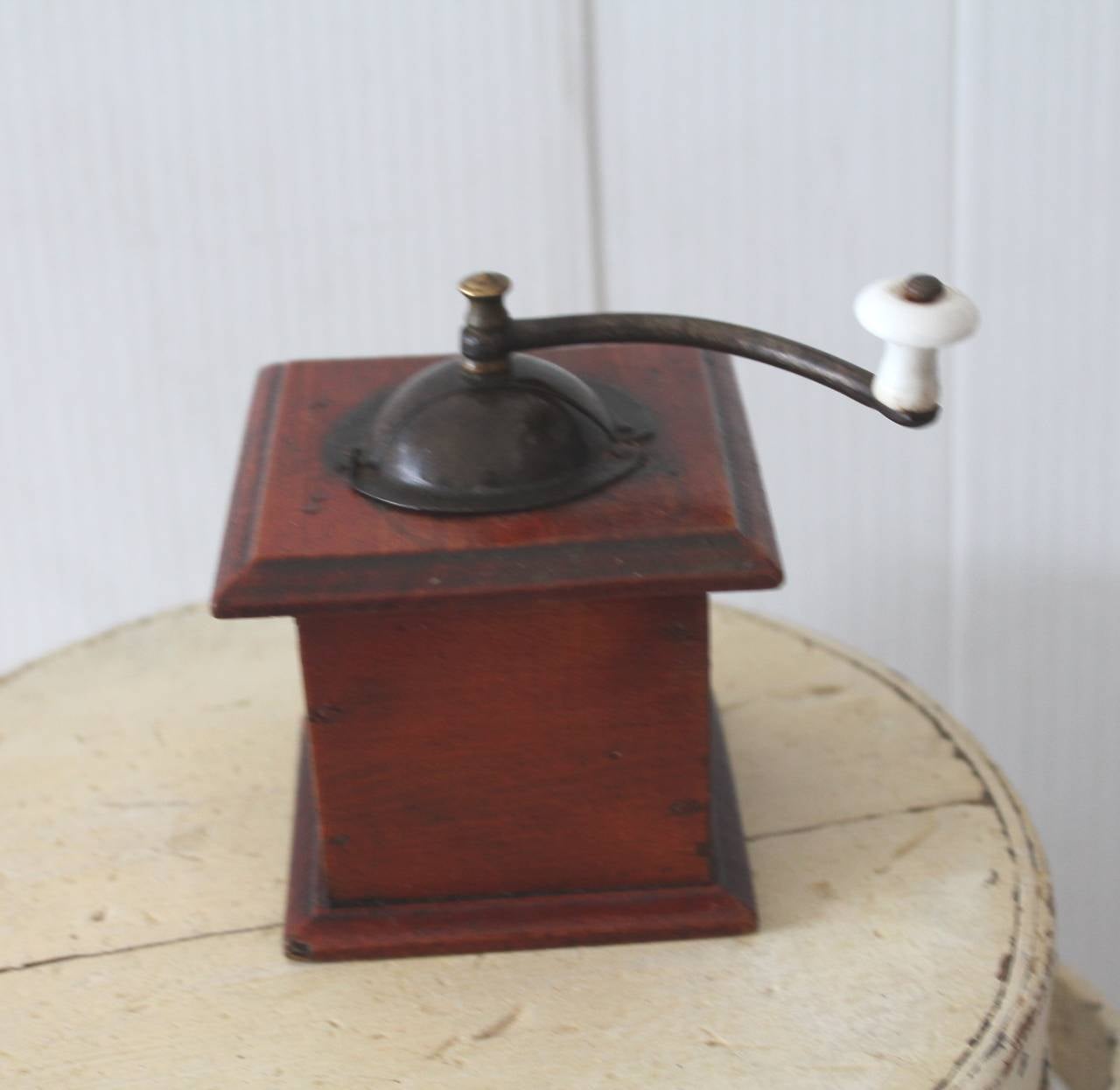 Wood Rare Miniature 19th Century Salesman's Sample Coffee Grinder