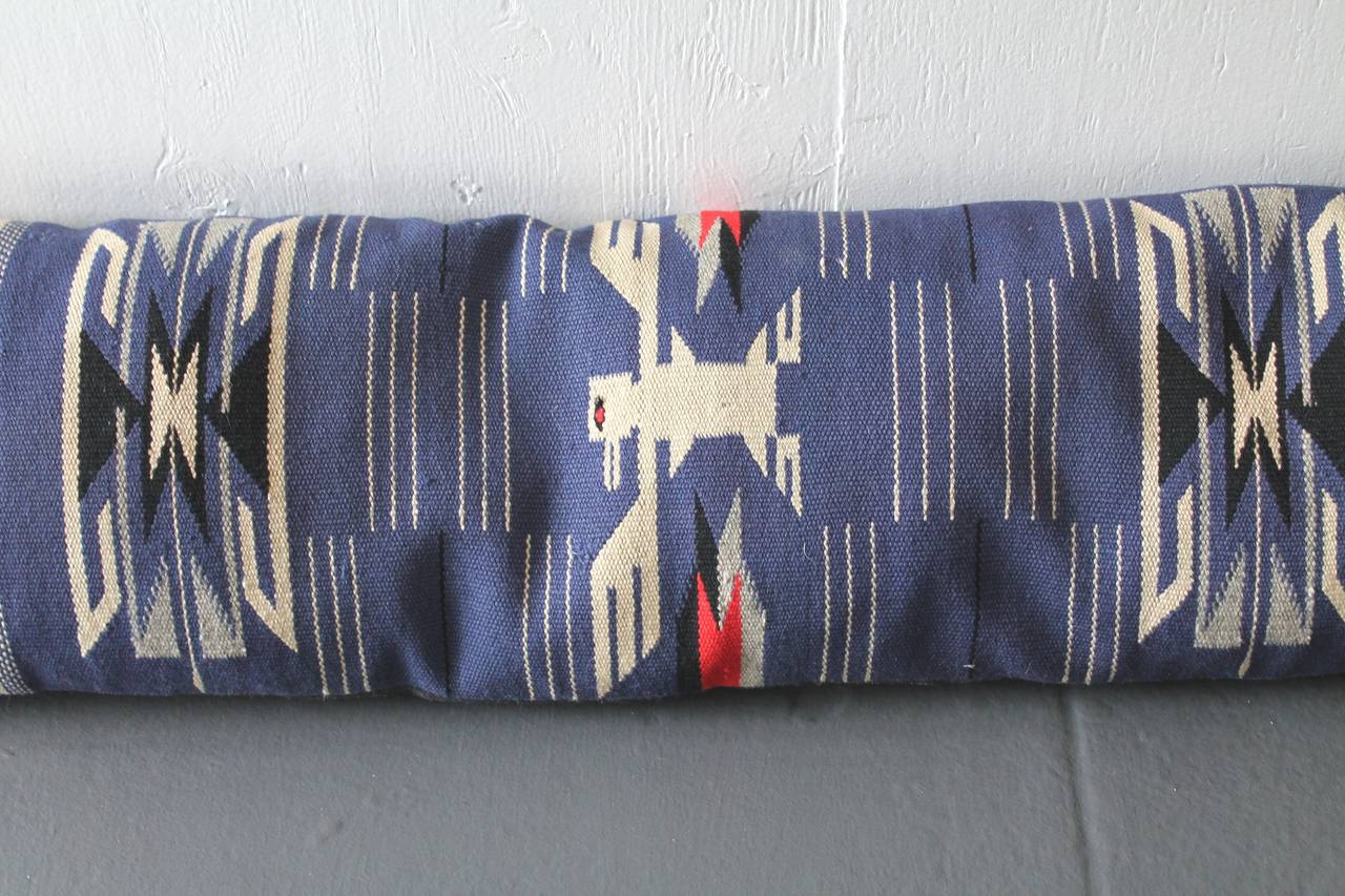 American Monumental Mexican Indian Weaving Bolster Pillow with a Eagle Motif