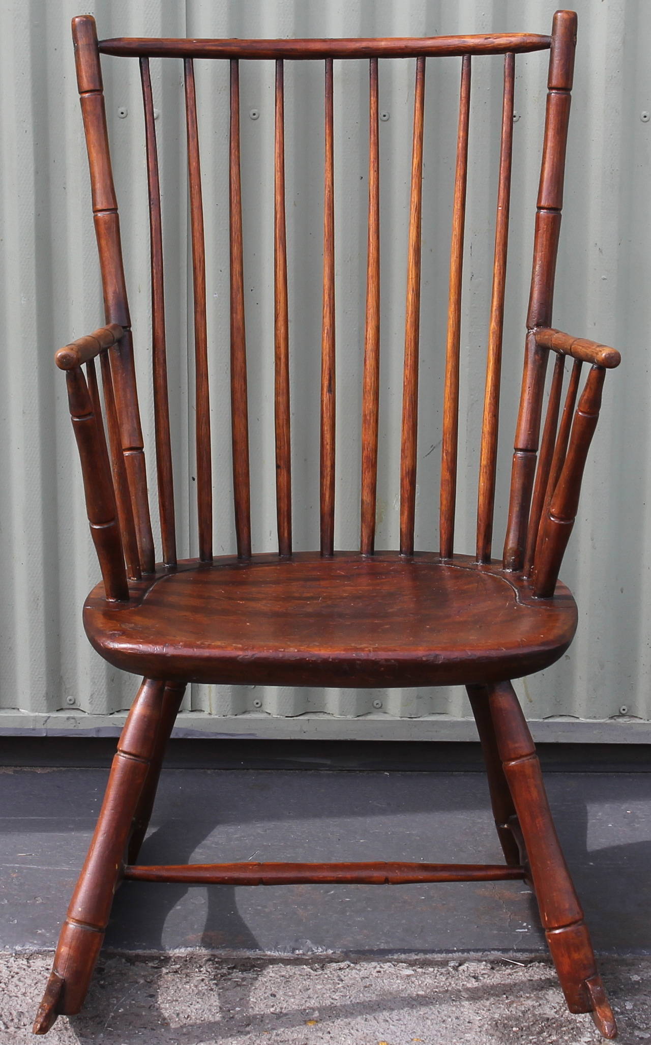 Folk Art 19th Century Windsor Rocking Chair from Pennsylvania