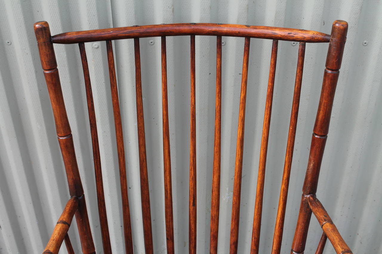 Patinated 19th Century Windsor Rocking Chair from Pennsylvania