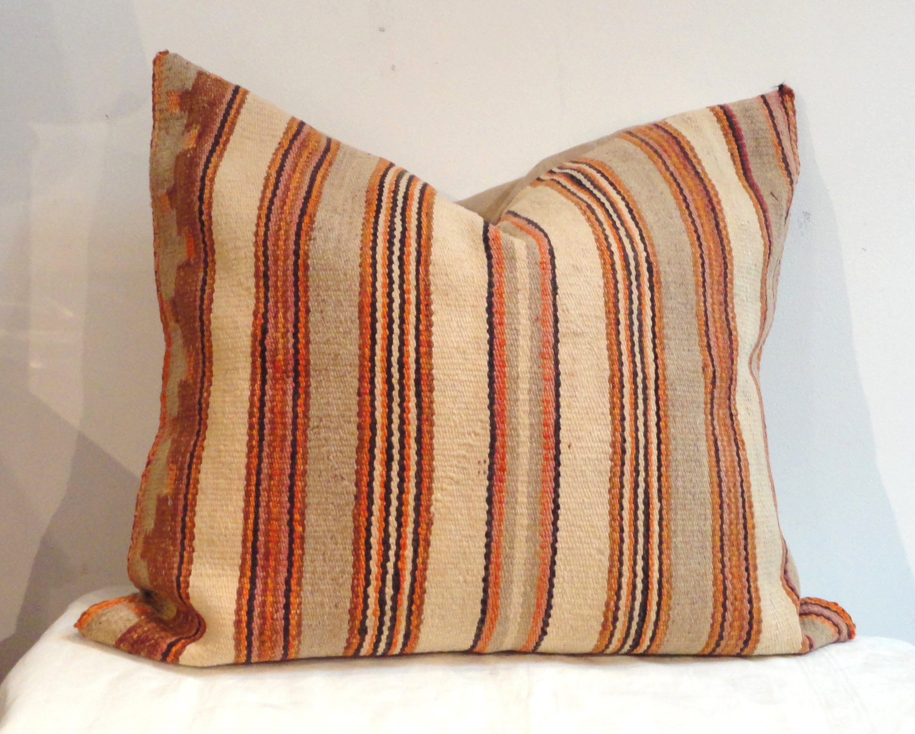 Large & Rare Navajo Indian Saddle Blanket Weaving Pillow