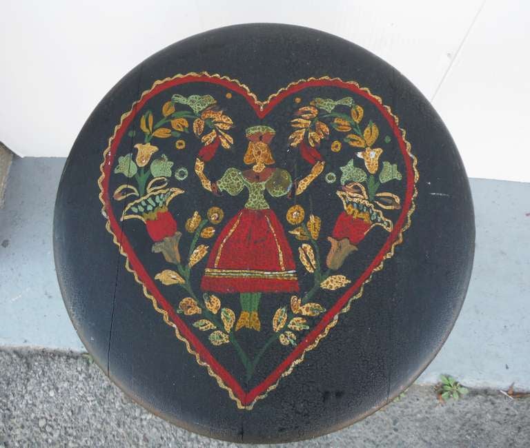 Iron Early 19th Century Original Paint Decorated  Dutchy Heart Piano Stool For Sale