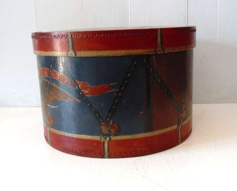 Original Early 20th Century Painted Patriotic Hat or Band Box 1