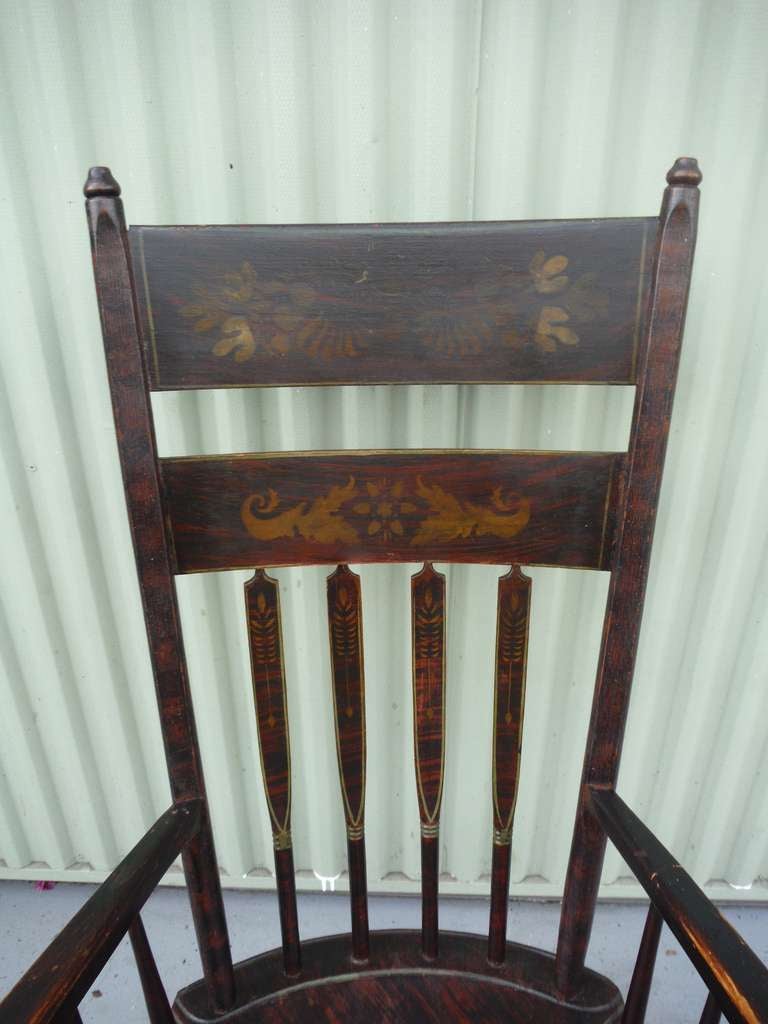 American 19th Century Original Stenciled Arrowback Rocking Chair