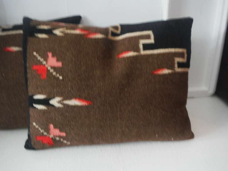 American Pair of Early Mexican Indian Weaving Pillows For Sale