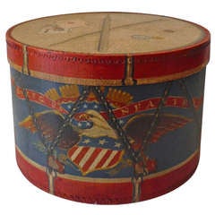 Original Early 20th Century Painted Patriotic Hat or Band Box