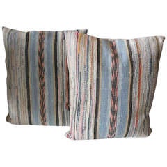 Antique Early American  Rag Rug Pillows