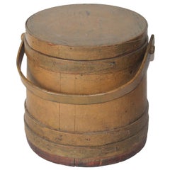19th Century Original Mustard Painted Furkin or Bucket from Maine