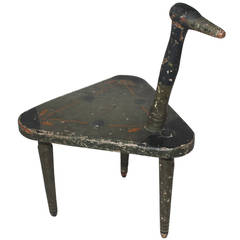 19th Century Original Painted and Carved Folk Art Chair