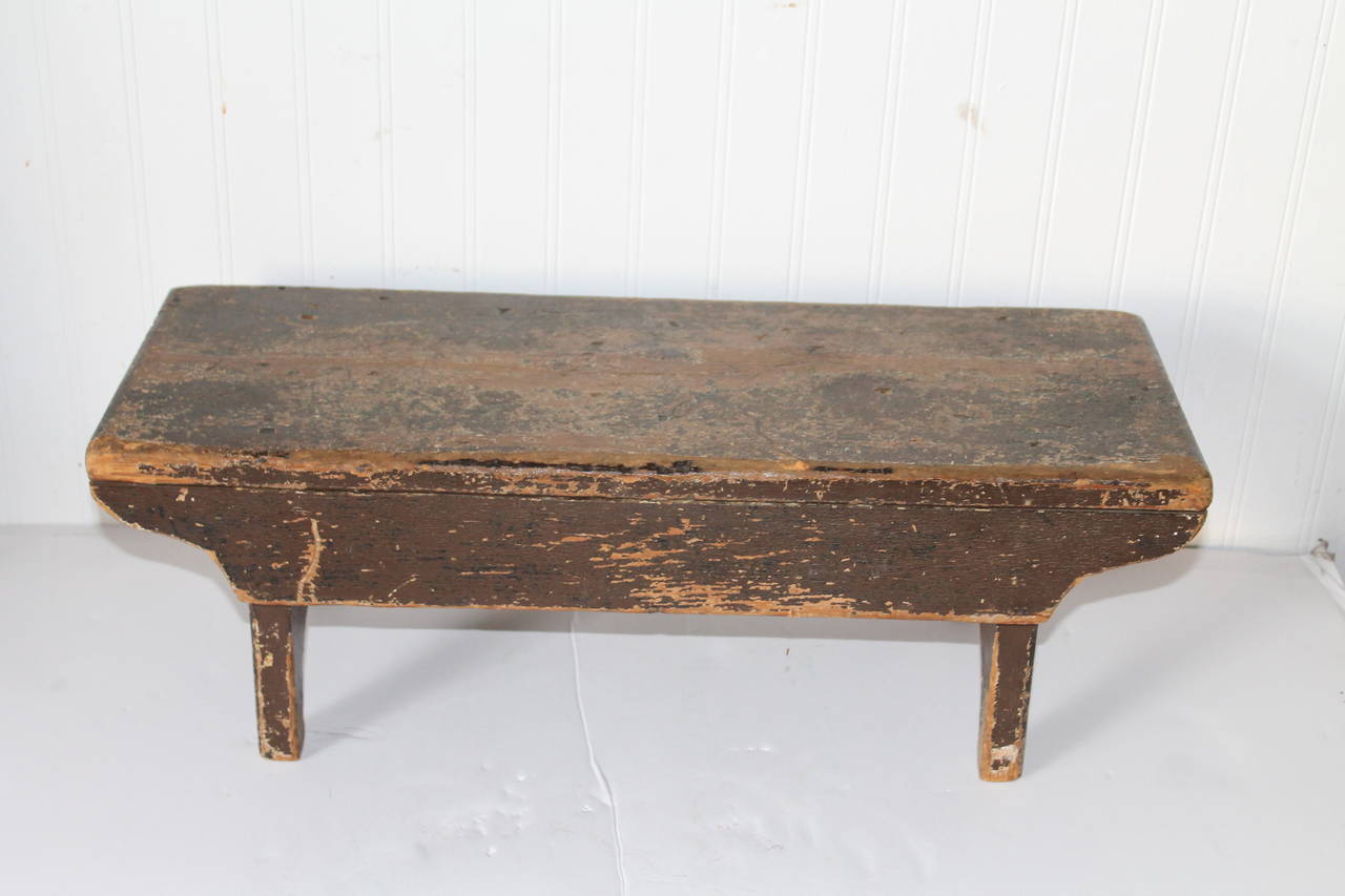 American 19th Century Early Original Brown Painted Bench