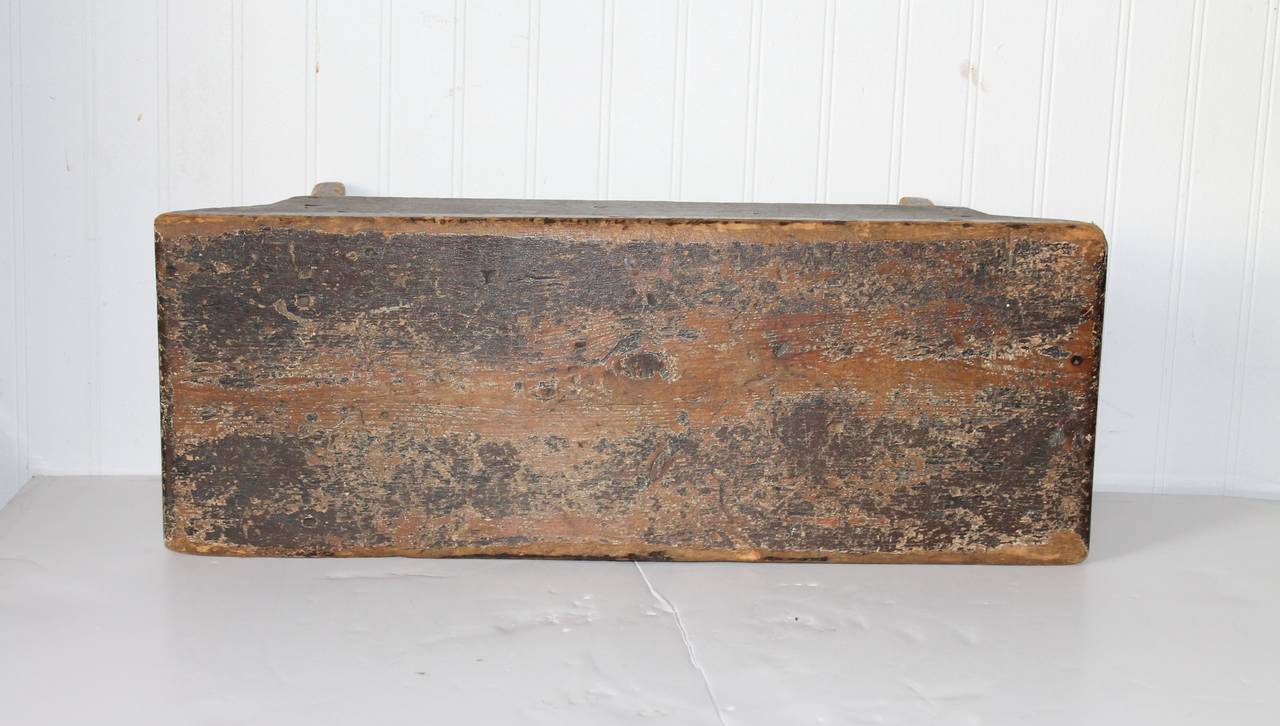 19th Century Early Original Brown Painted Bench In Distressed Condition In Los Angeles, CA
