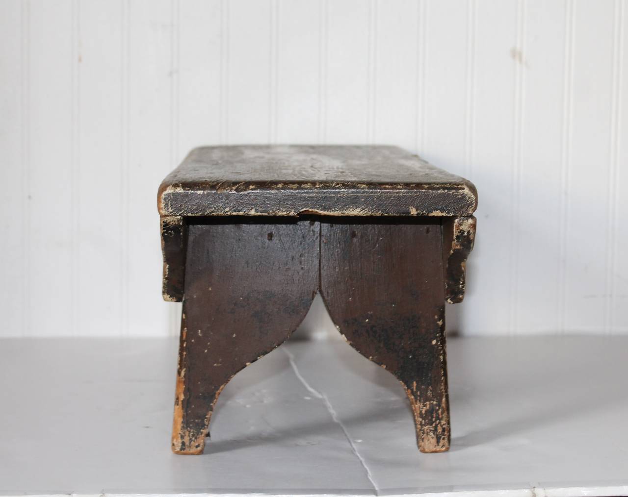 Wood 19th Century Early Original Brown Painted Bench