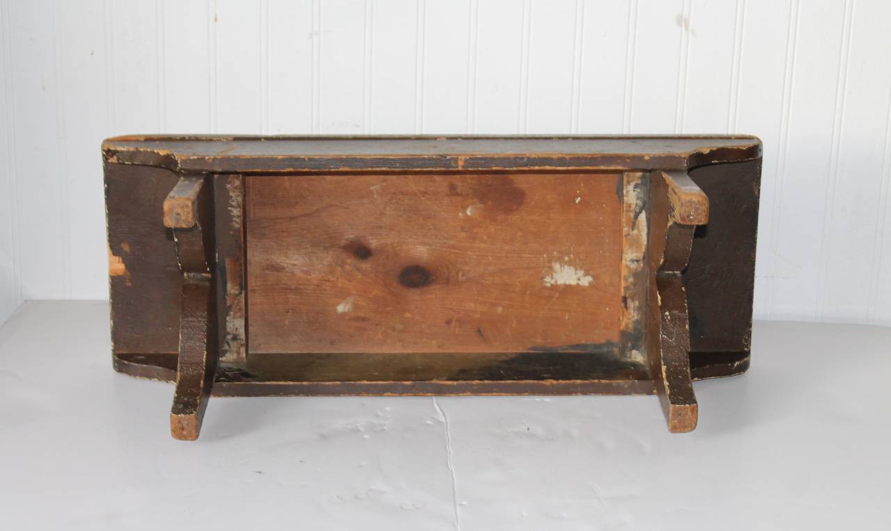 19th Century Early Original Brown Painted Bench 1