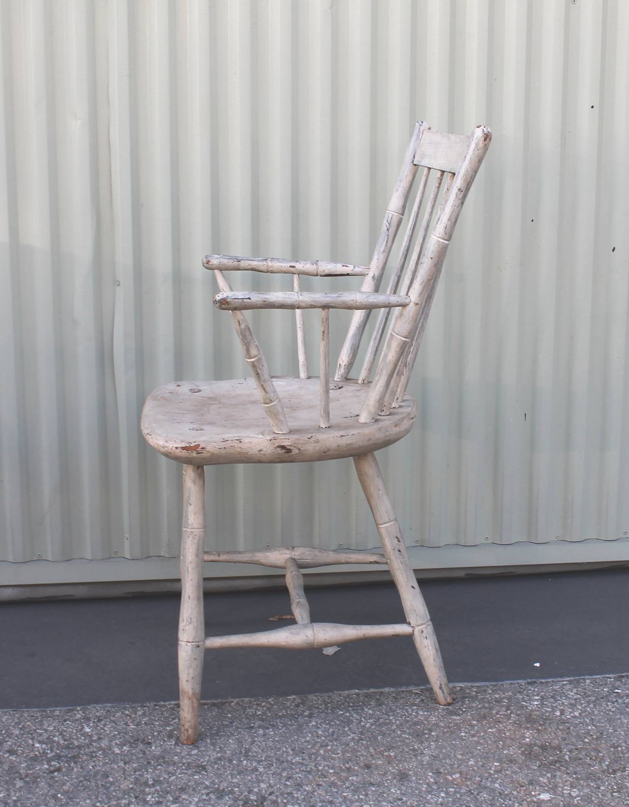 19th Century Original White Painted Windsor Armchair 1