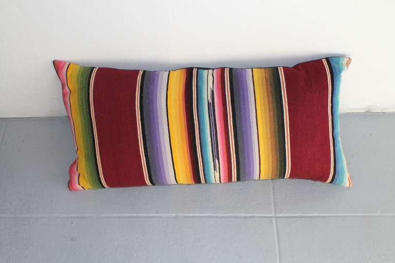 American Mexican Serape Wool Bolster Pillow