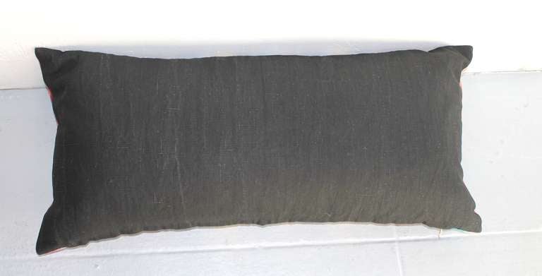 Mexican Colorful Serape Bolster Pillow In Excellent Condition In Los Angeles, CA